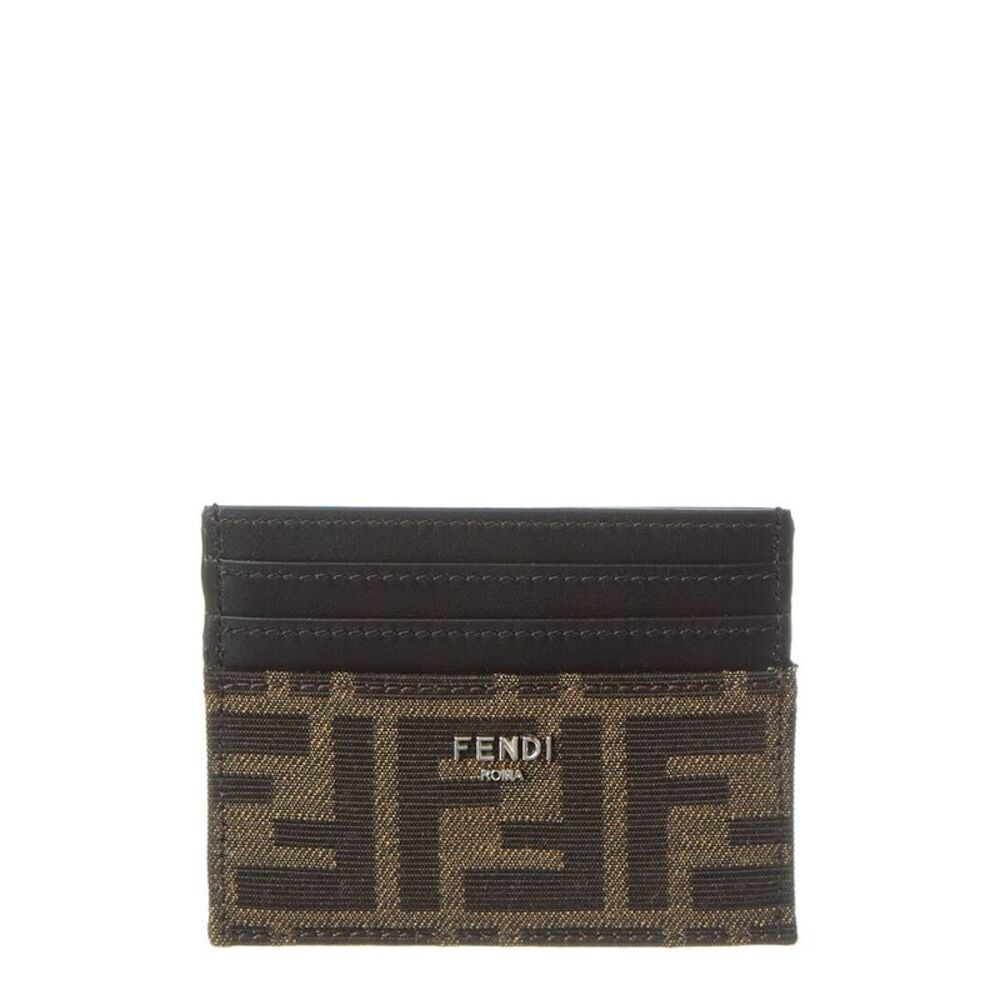 Fendi Ff Leather Card Holder, Brown